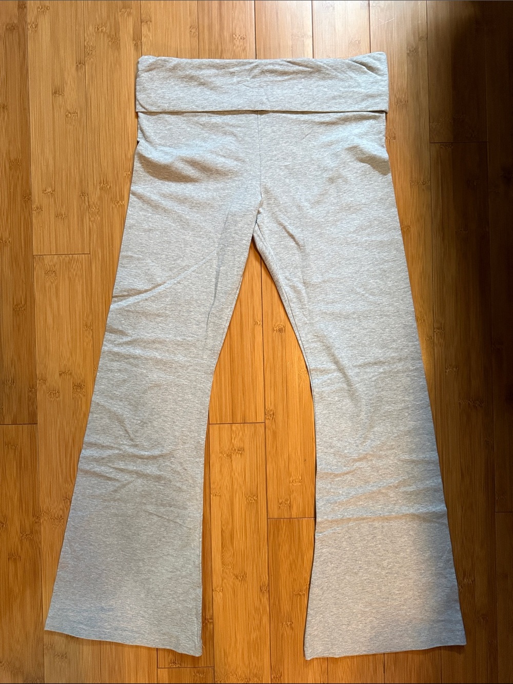 PINK Victoria's Secret Light Gray Fold-Over Waist Flare Sweatpants